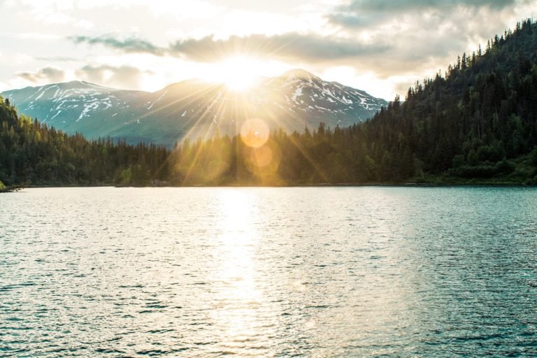 bright light mountains lakes