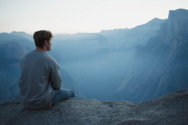 man gazing into the abyss